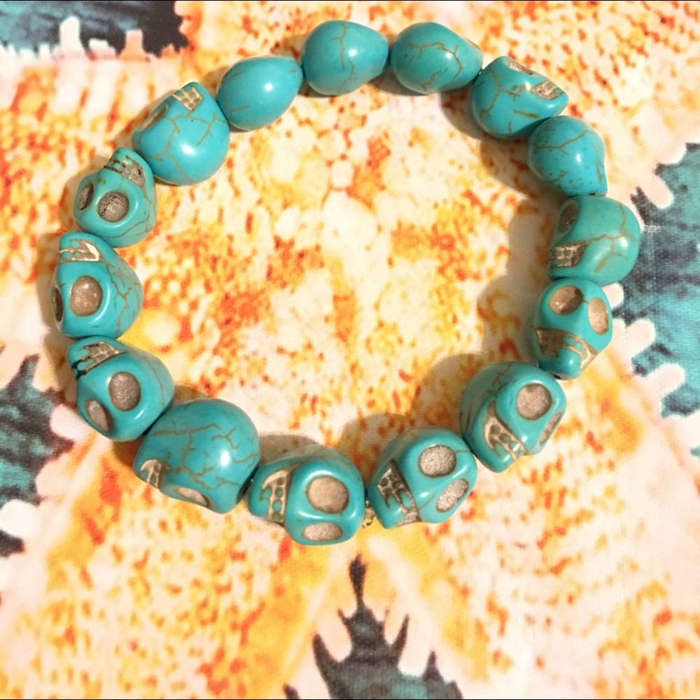 Turquoise skull bracelet